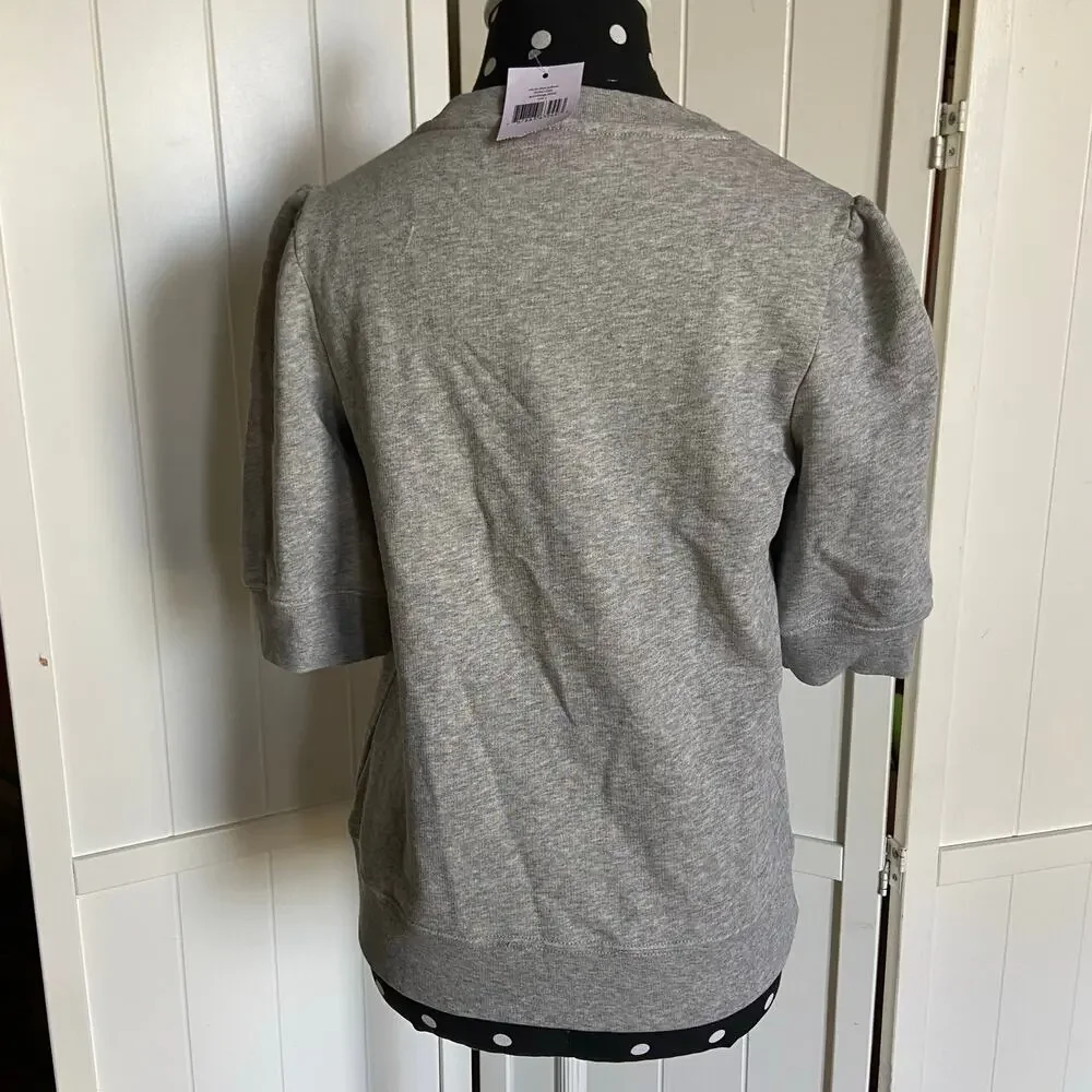 Kate Spade Womens Sweatshirt Size Small Rain Or Shine Short Sleeve Gray $168 NEW